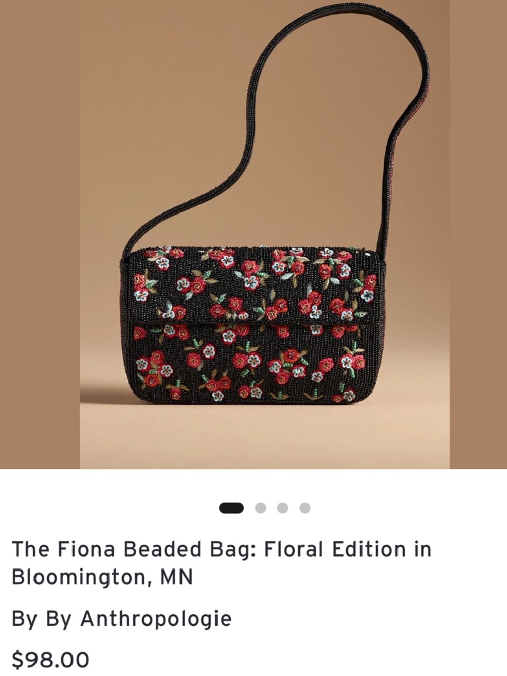 Fiona Beaded Bag Floral Edition Anthropologie Maeve Hibiscus Black Red Purse